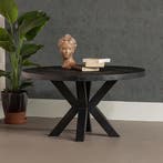 Salontafel Mangohout Tara Rond 90 Zwart, Huis en Inrichting, Tafels | Salontafels, Verzenden, Rond, Nieuw, Industriële meubels
