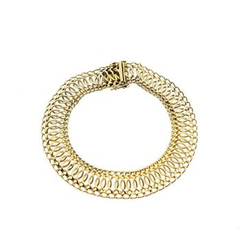 Vintage gouden fantasie schakelarmband | 20,5 cm, Ophalen of Verzenden, Gebruikt, Goud, Goud