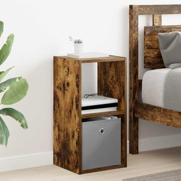 vidaXL Nachtkastje Gerookt eiken 30,5 x 27 x 59,5 cm Bewerkt, Minder dan 45 cm, Verzenden, Nieuw, 55 tot 70 cm