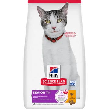Hills Science Plan Kat Senior 11+ Kip 3kg, Verzenden, Nieuw