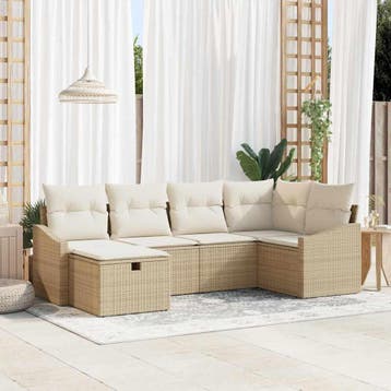 vidaXL Bankstel 7 st poly rattan, Verzenden, Nieuw, 7 zitplaatsen