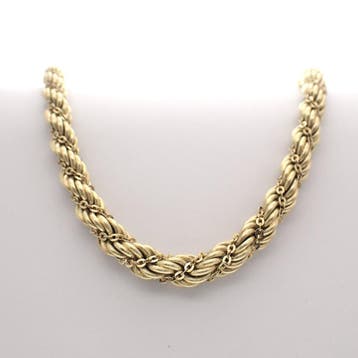 Gouden gedraaide mesh schakelcollier (Ketting), Ophalen of Verzenden, Gebruikt, Goud, Goud