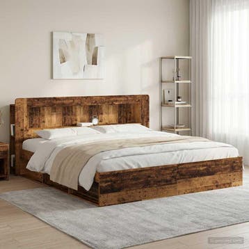 vidaXL Hoofdbordkast met opslag Oud hout Geconstrueerd hout, Verzenden, Nieuw, Bruin, Hout