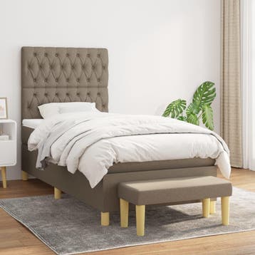 vidaXL Boxspring met matras stof taupe 90x190 cm, 90 cm, Eenpersoons, Verzenden, Nieuw