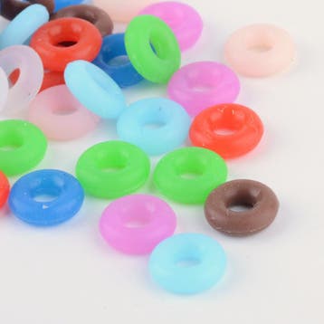 10 x Stopper kralen rubber 6x2 mm – mix kleuren, gat ca..., Ophalen of Verzenden, Nieuw, Kraal