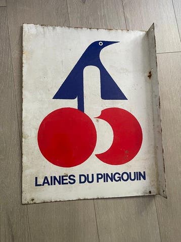 Laines du Pingouin - Emaille plaat - Staal, Antiek en Kunst