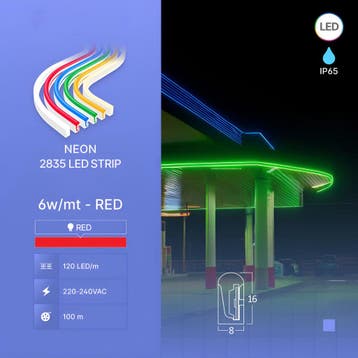 Neon LED Strip - Brinton Neo - 100 Meter - Lichtkleur Rood -, Ophalen of Verzenden, Nieuw