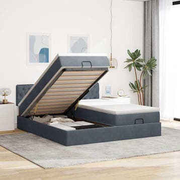 vidaXL Ottoman bed met matrassen en LEDs 180x200cm fluweel, Eenpersoons, Verzenden, Nieuw, 80 cm