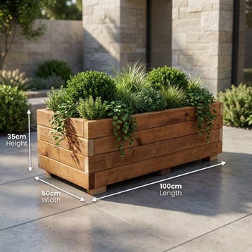 Plantenbak Gerecycled Hout met Worteldoek Bruin Grenen, Verzenden, Nieuw, Hout, Tuin