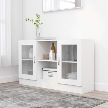 vidaXL Vitrinekast 120x30,5x70 cm bewerkt hout wit, Huis en Inrichting, 100 tot 150 cm, Verzenden, Nieuw, Minder dan 100 cm