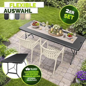 Tuinstoelen - Weerbestendig - Set van 2 - Beige - Tillvex®, Verzenden, Zo goed als nieuw