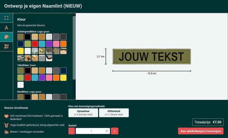 ONLINE NAAMLINT GENERATOR - Ontwerp zelf je naamlint, Verzamelen, Militaria | Algemeen, Ophalen of Verzenden