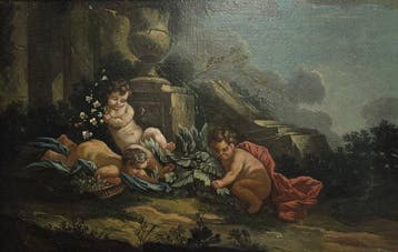 École française (XVIII) - Le jardin secret, Antiek en Kunst