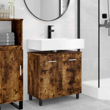 vidaXL Badkamer Waskom Gerookt eiken 60 x 35 x 60 cm Bewerkt, Verzenden, Nieuw