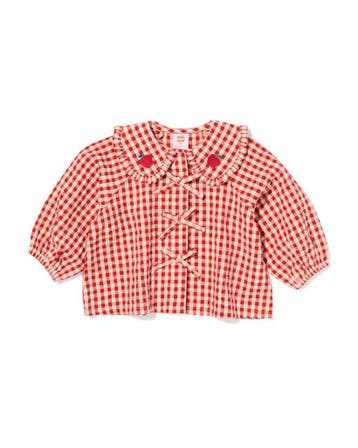 HEMA Babyblouse seersucker ruiten rood, Verzenden, Nieuw