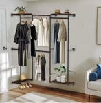 Industriële Wandkapstok met L-vorm Kledingrek en Planken, Verzenden, Nieuw