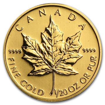 Gouden Maple Leaf  1/20 oz diverse jaren, Verzenden, Noord-Amerika, Losse munt, Goud