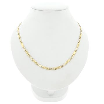 Bicolor gouden infinity schakelketting, Sieraden, Tassen en Uiterlijk, Ophalen of Verzenden, Gebruikt, Goud, Goud
