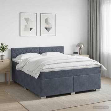 vidaXL Boxspringbed met matras Donkergrijs 140 x 200 cm, Verzenden, Nieuw, Tweepersoons, Stof