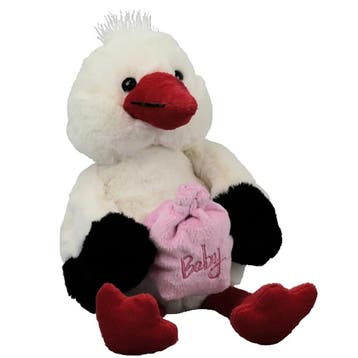 Inware ooievaar knuffel - pluche - roze - 21 cm - geboorte, Kinderen en Baby's, Verzenden, Nieuw