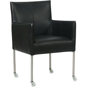 Set van 4 Leren eetkamerstoelen Desire - Granada Black, Huis en Inrichting, Stoelen, Ophalen of Verzenden, Nieuw, Leer