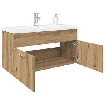 vidaXL Wastafelkast met ingebouwde wasbak hout artisanaal, Verzenden, Nieuw, Wastafelkast