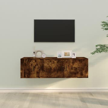 vidaXL 2-delige Tv-meubelset bewerkt hout gerookt, Verzenden, Nieuw, Overige houtsoorten