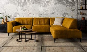 Hoekbank Aspen - hoekbanken - Goud, Nieuw, 150 cm of meer, Leer, 250 tot 300 cm