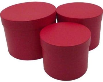 Bloemendoos Set van 3 luxe rond Rood flowerbox cadeau doos, Ophalen of Verzenden, Nieuw