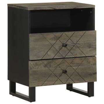 vidaXL Nachtkastje 50x33x62 cm massief mangohout zwart, Verzenden, Nieuw, Hout