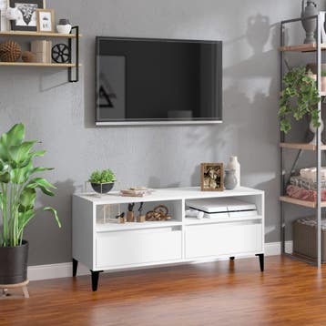 vidaXL Tv-meubel 100x34,5x44,5 cm bewerkt hout wit, Minder dan 50 cm, Verzenden, Nieuw, Minder dan 100 cm