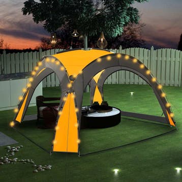 vidaXL Partytent met LED en 4 zijwanden 3,6x3,6x2,3 m geel, Tuin en Terras, Verzenden, Nieuw, Partytent