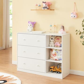 Luiercommode Beldinupp 3 lades en 3 open vakken 93x110x55 cm, Verzenden, Nieuw