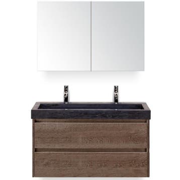 Dante Badmeubelset 100 cm - Tabacco - Wastafel Hardsteen Wit, Ophalen of Verzenden, Nieuw