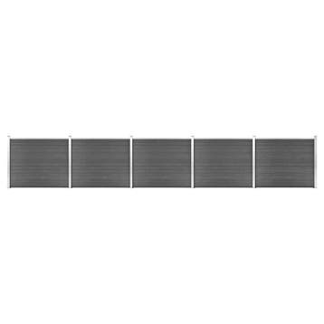 vidaXL Schuttingpanelenset 872x146 cm HKC zwart, Verzenden, Nieuw, Kunststof, 1 tot 2 meter