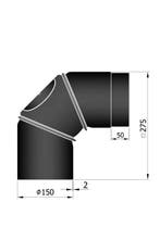 EW150 - Bocht 90°  verstelbaar - 3 delig Zwart, Ophalen, Nieuw