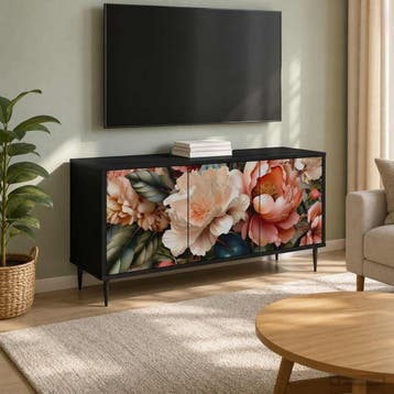vidaXL Tv-meubel BORNE 102 x 33 x 51 cm Zwart eiken Bewerkt, Minder dan 50 cm, Verzenden, Nieuw, Minder dan 100 cm