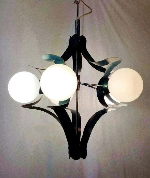 Plafondlamp - Metaal, Glas, Antiek en Kunst, Kunst | Designobjecten