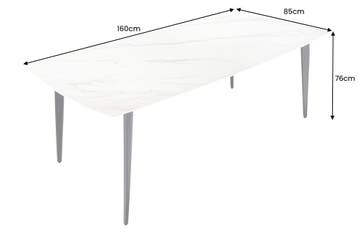 Eettafel MILANO 160 cm wit marmer keramiek zwart metalen, Huis en Inrichting, Ophalen of Verzenden, Nieuw