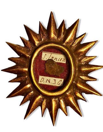 Reliekhouder - Brons, Hout, Textiel - 1850-1900 - Lance van
