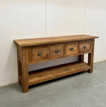 Sidetable van geborsteld teakhout -  160 cm, Ophalen of Verzenden, Nieuw