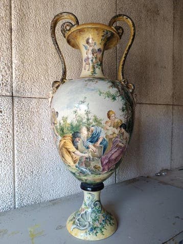 sculptuur, Grande vaso ad anfora - 70 cm - Majolica