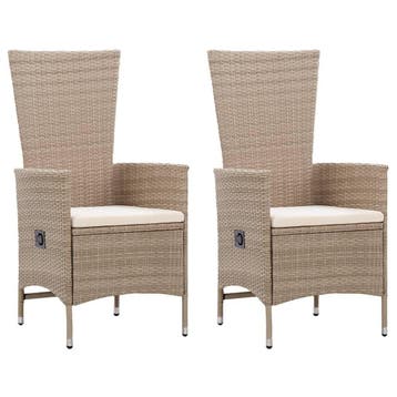 Poly Rattan Tuinstoelen - Beige - Tweedekansje - OP=OP, Tuin en Terras, Tuinstoelen, Ophalen of Verzenden, Zo goed als nieuw, Wicker