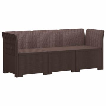 vidaXL 3-zits Tuinbank in Rattan Look PP Bruin, Verzenden, Nieuw