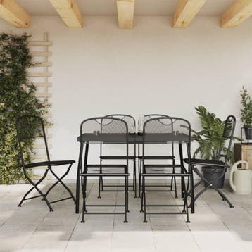 vidaXL 7-delige Tuinset metaalgaas antracietkleurig, Overige materialen, Verzenden, 6 zitplaatsen, Nieuw