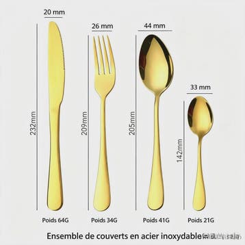24-delig Luxe Bestekset Goudkleurig RVS - Dinerbestek & Dess, Verzenden, Nieuw