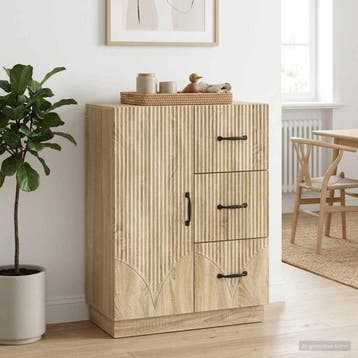 vidaXL Dressoir met lade Sonoma Eiken 66 x 34,5 x 87 cm, Verzenden, Nieuw, Overige houtsoorten, Minder dan 50 cm