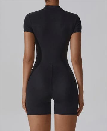 Dames Yoga Jumpsuit met Halve Rits en Opstaande Kraag - Kort, Verzenden, Nieuw