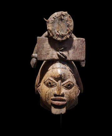 Prachtige Yoruba-helm - gelede - Nigeria (Zonder