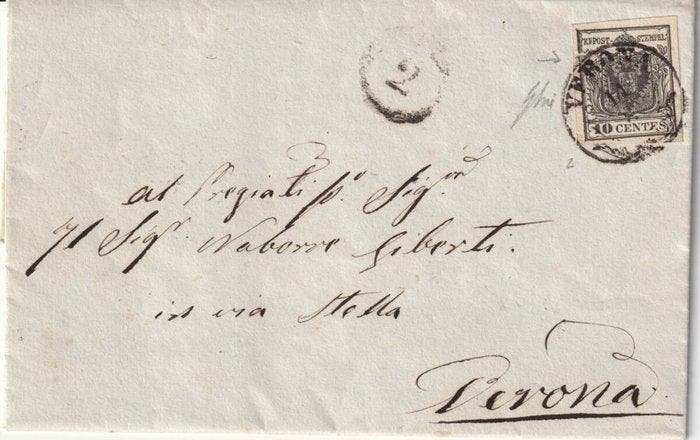 Italiaanse oude staten - Lombardije Venetië 1857 - 10 aug., Postzegels en Munten, Postzegels | Europa | Italië
